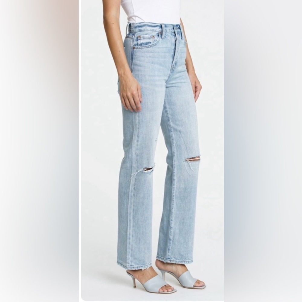 PISTOLA Cassie Anthropologie distressed jeans high rise relaxed fit blue size 24